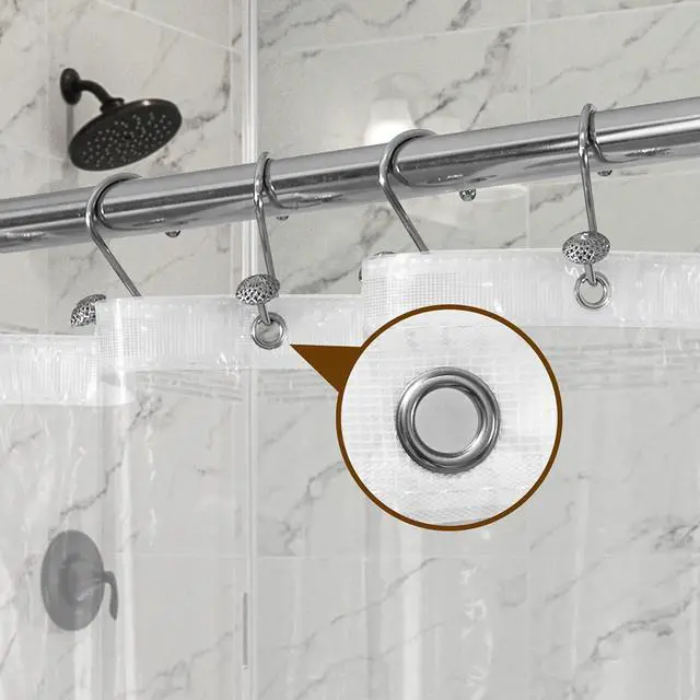 Alt view image 6 of 7 - Barossa Design Premium Shower Curtain Liner Standard Size, Clear | Oeko-tex Certified, Rustproof Grommets, 3 Bottom Magnets, Waterproof PEVA, Cute Lightweight Bathroom Curtain