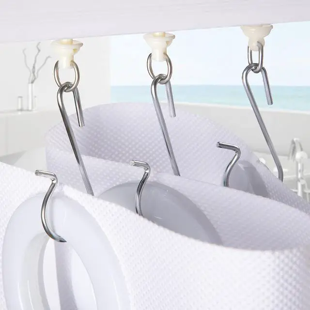 Alt view image 3 of 7 - Jetec 60 Pcs Shower Curtain Track Gliders Hooks Pack of 30 Pieces Hooks and 30 Pieces Gliders for Rails and Tracks (White,Classic Style)