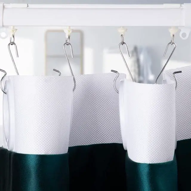 Alt view image 5 of 7 - Jetec 60 Pcs Shower Curtain Track Gliders Hooks Pack of 30 Pieces Hooks and 30 Pieces Gliders for Rails and Tracks (White,Classic Style)