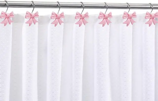 Alt view image 4 of 6 - CHICTIE Decorative Shower Curtain Hooks, Bow Knot Shower Curtain Rings Hooks for Bathroom Baby Kids Room Rustproof Shower Hooks (Pink)