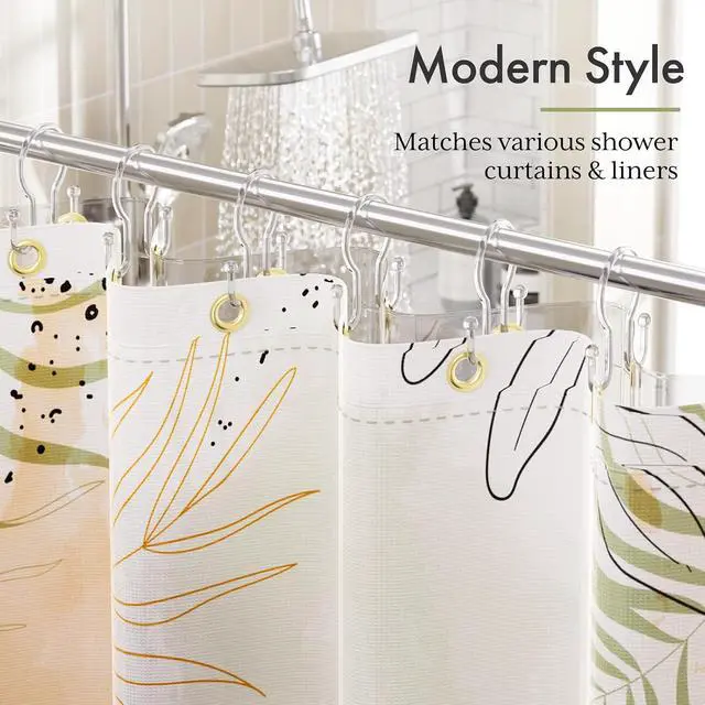 Alt view image 6 of 7 - Bathway Shower Curtain Hooks, 12Pcs Plastic Shower Hooks for Shower Curtain, Clear Double Hook Shower Curtain Hooks Rust Proof Shower Curtain Hangers