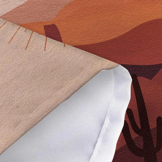 Alt view image 7 of 7 - Boho Western Shower Curtain Modern Southwestern Mountain Cactus Arizona Desert Sunset Shower Curtain for Bathroom Mid Century Modern Retro Aesthetic Minimalist Fabric Bath Curtain with Hooks, 69X70IN