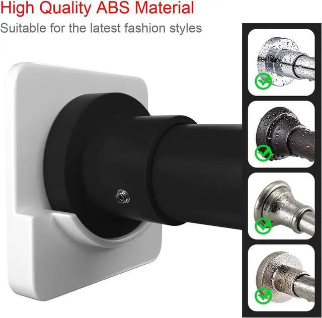 Alt view image 3 of 7 - ICERO Adhesive Shower Curtain Rod Holder | No Drilling, Sticking them up Or Easy places to drill for a fixture | Strong Hold | 2 Pack, Black (Rod Not Included)