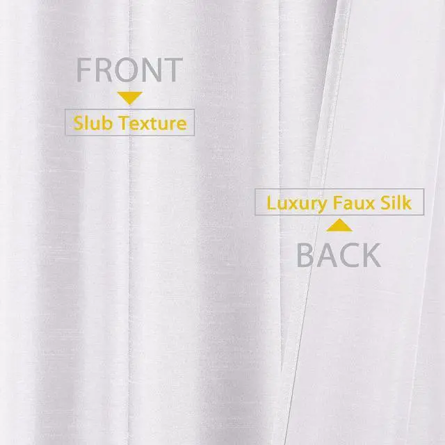 Alt view image 5 of 7 - Chyhomenyc Uptown 2 PCS White Tier Curtains 24 inch Length, Faux Silk Slub Fabric Lightweight Elegant Short Cafe Curtains for Farmhouse Bathroom Bedroom Small Windows, Each 30Wx24L inch