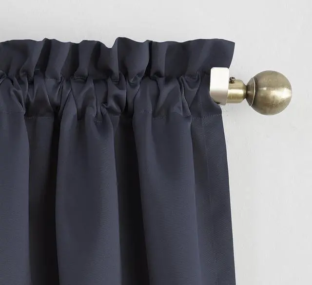 Alt view image 2 of 7 - Sun Zero Easton Energy Saving Blackout Rod Pocket Curtain Panel, 40" x 84", Navy Blue
