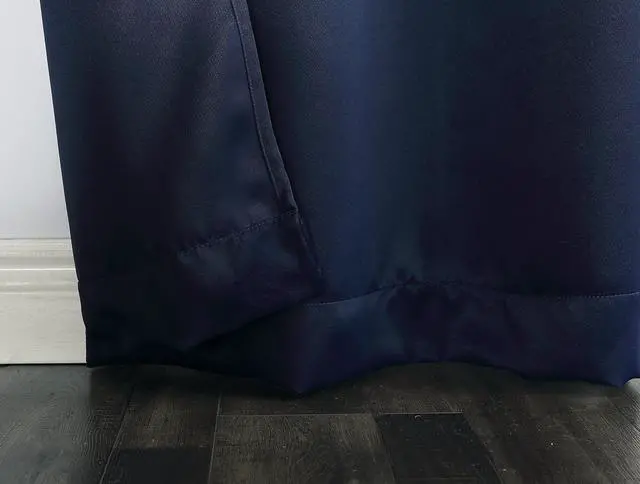 Alt view image 3 of 7 - Sun Zero Easton Energy Saving Blackout Rod Pocket Curtain Panel, 40" x 84", Navy Blue