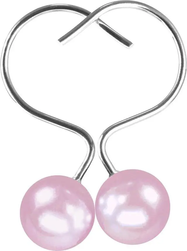 Alt view image 2 of 7 - Pink Pearl Shower Curtain Hooks: Round Decorative Curtain Rings, 12Pcs | Elegant Rustproof Hangers, Minimalist Boho Vintage Bathroom Decor, Gift for Women, Moms, Girls & Farmhouse Home Lovers
