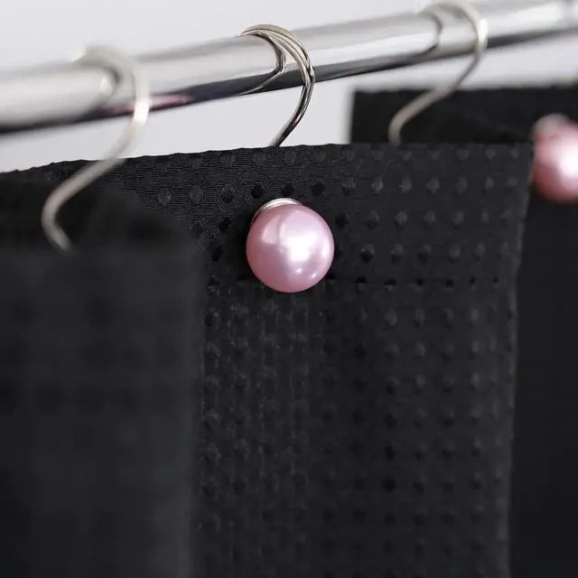 Alt view image 6 of 7 - Pink Pearl Shower Curtain Hooks: Round Decorative Curtain Rings, 12Pcs | Elegant Rustproof Hangers, Minimalist Boho Vintage Bathroom Decor, Gift for Women, Moms, Girls & Farmhouse Home Lovers