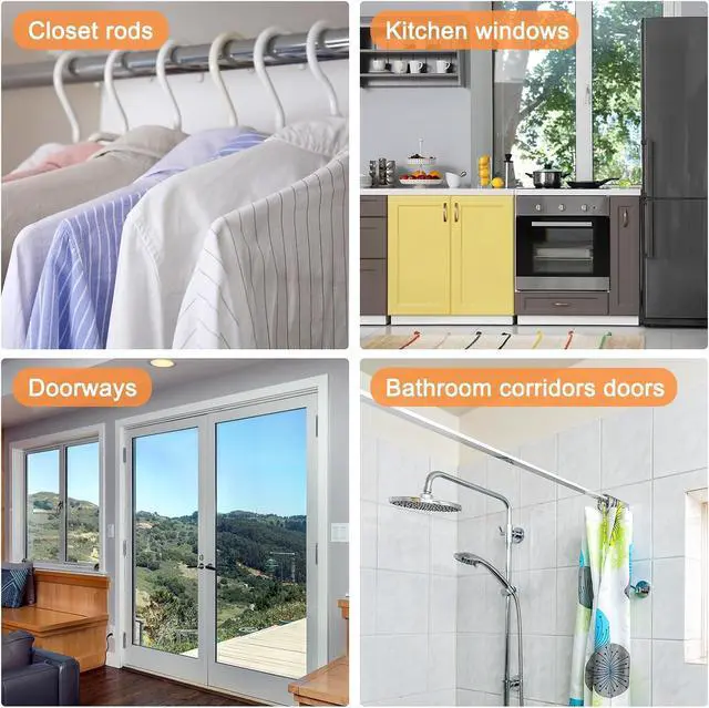 Alt view image 7 of 7 - uxcell Tension Curtain Rod, Adjustable 16 to 28 inches, 0.39" Dia White Spring Tension Rod No Drilling Expandable Tension Rod for Doorway, Kitchen