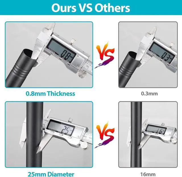 Alt view image 3 of 6 - Shower Curtain Rod, Closet Rod15-25 InchAdjustable Heavy Duty Closet Rod Wall Mounted Permanent Industrial Shower Curtain Rod Rust Proof Stainless Steel Black
