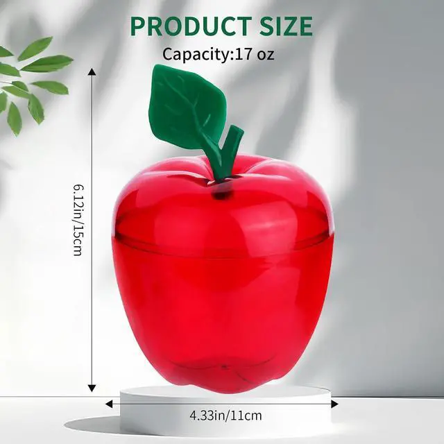 Alt view image 2 of 7 - Large Red Apple Container Jar,Apple Shaped Candy Jar Back To School Teacher Appreciation Gift,Funny Gifts Christmas Gifts,Birthday Day,Holiday,Plastic Apple Decor Classroom Wedding