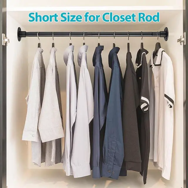 Alt view image 5 of 6 - Shower Curtain Rod, Closet Rod15-25 InchAdjustable Heavy Duty Closet Rod Wall Mounted Permanent Industrial Shower Curtain Rod Rust Proof Stainless Steel Black