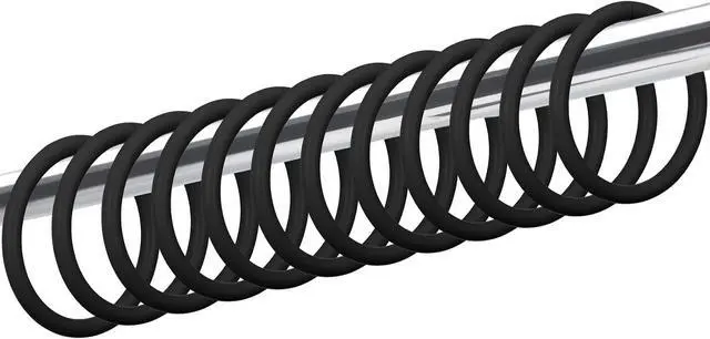 Main image of Mabor 12 Pack Shower Curtain Rings, Plastic Easy Snap Hooks for Bathroom, Black PE Shower Rod Hangers with Smooth Slide Design