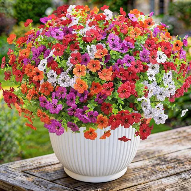 Main image of Artificial Flowers for Outdoors UV Resistant Fake Flowers Faux Violet | 12 Bundles Silk Daisy Realistic Artificial Flowers for Hanging Basket Indoor Outside Home Garden Planter Porch Patio Yard