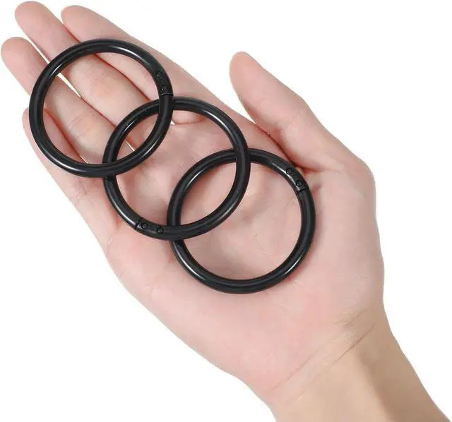 Alt view image 4 of 7 - Mabor 12 Pack Shower Curtain Rings, Plastic Easy Snap Hooks for Bathroom, Black PE Shower Rod Hangers with Smooth Slide Design