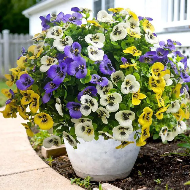 Main image of Artificial Flowers for Outdoors Faux Plants, 14 pcs Realistic Fake Pansies Faux Silk Flowers Artificial Plants Outdoor UV Resistant for Porch Garden Patio Window Box Decor