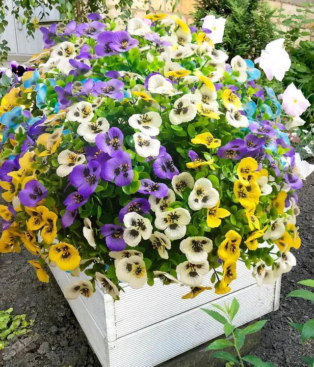 Alt view image 2 of 7 - Artificial Flowers for Outdoors Faux Plants, 14 pcs Realistic Fake Pansies Faux Silk Flowers Artificial Plants Outdoor UV Resistant for Porch Garden Patio Window Box Decor