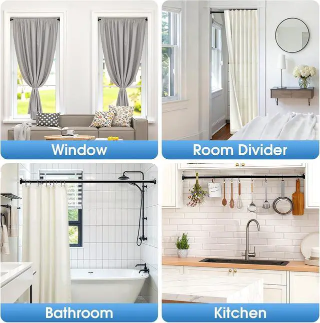 Alt view image 7 of 7 - TasticTotes Shower Curtain Rod, 1" Adjustable Tension Curtain Rod, Black | 30-64 inch No Drill Installation Shower Rod for Bathroom, Stainless Steel Rod, Anti-slip, Easy to Use