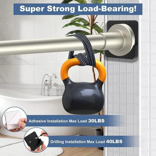 Alt view image 3 of 7 - 2 Pack Adhesive Shower Rod Holders, Black Transparent Rod Retainer | Never Fall Down Shower Tension Rod Holders for Wall(Rod Not Included)