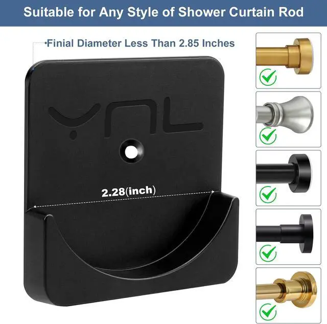 Alt view image 4 of 7 - 2 Pack Adhesive Shower Rod Holders, Black Transparent Rod Retainer | Never Fall Down Shower Tension Rod Holders for Wall(Rod Not Included)