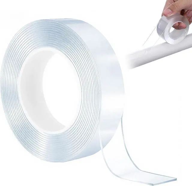 Main image of 1.2 Inch Widen Curtain Rod Tape, Adhesive Glide Tape for Curtain Rods, Adhesive Curtains Tapes Clear Smooth and Silent Hard Surface Drapery Ring Tapes for Easy Slide Shower Curtains Rings, 10ft Long