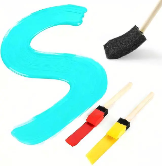 Alt view image 5 of 6 - 12 Pcs Foam Paint Brushes Set, 1" & 1.5", for Painting, Staining, Varnish | Wooden Handle, Dense Foam Sponge, Lightweight, Washable & Reusable, Great for DIY Crafts, Acrylic Paint & Mod Podge