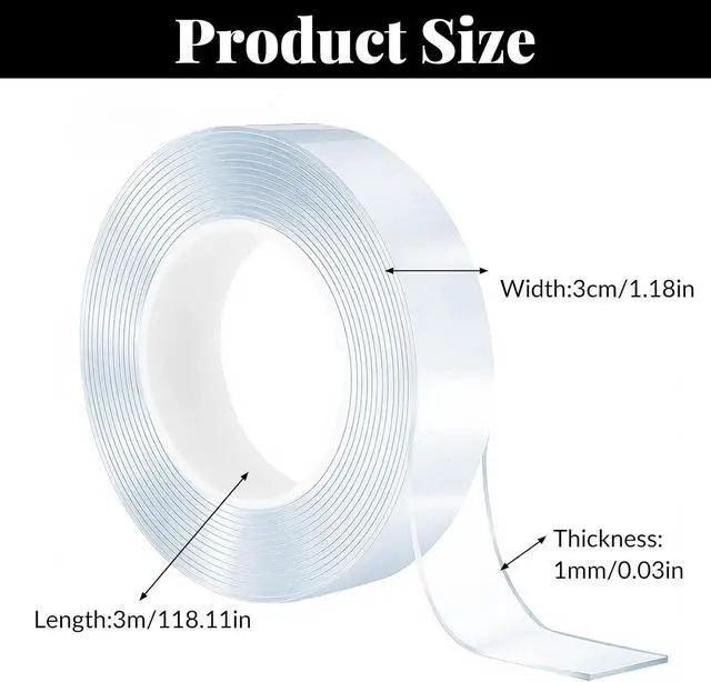 Alt view image 2 of 7 - 1.2 Inch Widen Curtain Rod Tape, Adhesive Glide Tape for Curtain Rods, Adhesive Curtains Tapes Clear Smooth and Silent Hard Surface Drapery Ring Tapes for Easy Slide Shower Curtains Rings, 10ft Long