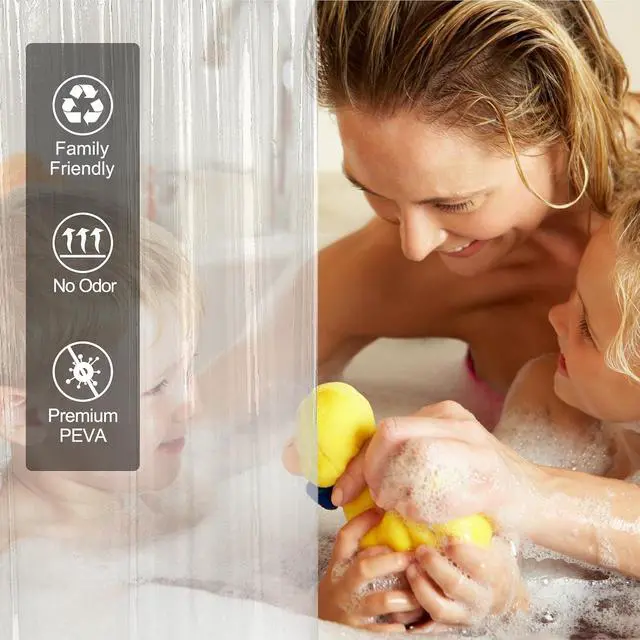 Alt view image 2 of 7 - AmazerBath Clear Shower Curtain Liner, Plastic Shower Curtain Liner, Lightweight Shower Liner PEVA, Waterproof Bathroom Shower Curtains with 3 Magnets and 12 Rustproof Grommets, 72x72 Inches