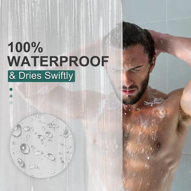 Alt view image 3 of 7 - AmazerBath Clear Shower Curtain Liner, Plastic Shower Curtain Liner, Lightweight Shower Liner PEVA, Waterproof Bathroom Shower Curtains with 3 Magnets and 12 Rustproof Grommets, 72x72 Inches