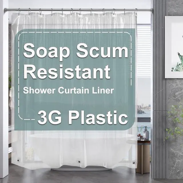 Main image of AmazerBath Clear Shower Curtain Liner, Plastic Shower Curtain Liner, Lightweight Shower Liner PEVA, Waterproof Bathroom Shower Curtains with 3 Magnets and 12 Rustproof Grommets, 72x72 Inches