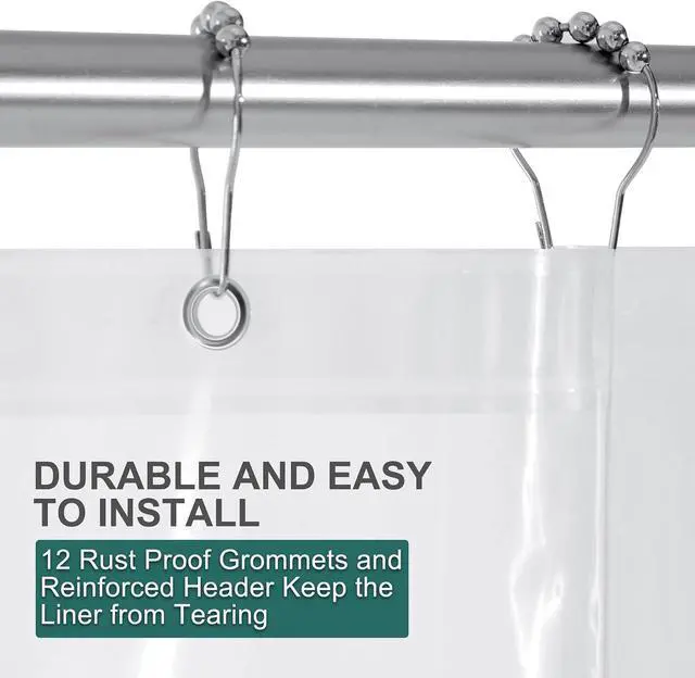 Alt view image 4 of 7 - AmazerBath Clear Shower Curtain Liner, Plastic Shower Curtain Liner, Lightweight Shower Liner PEVA, Waterproof Bathroom Shower Curtains with 3 Magnets and 12 Rustproof Grommets, 72x72 Inches