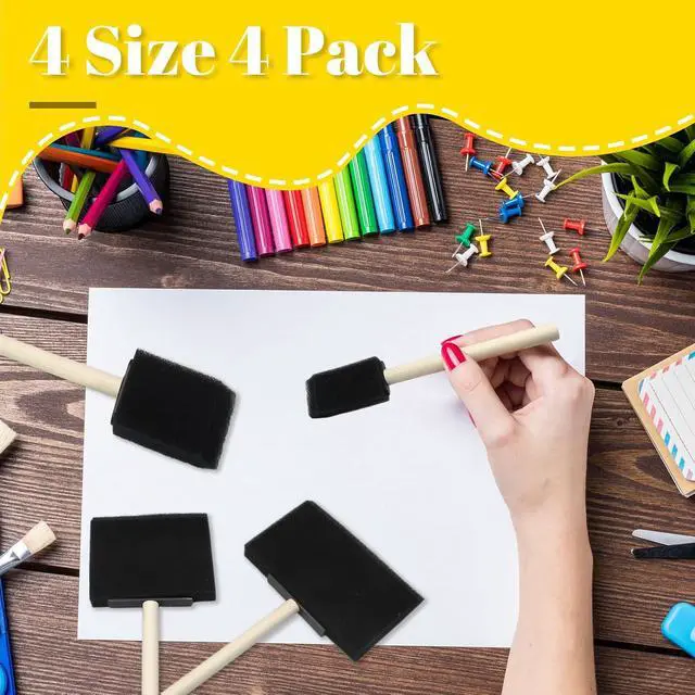Alt view image 3 of 7 - Biaungdo 4 Pcs 4 Sizes Foam Paint Brushes, Foam Sponge Brush | Sponge Paint Brushes, Wood Handle, For Varnishes, For Staining, DIY Crafting(1 inch, 2 inch, 3 inch, 4 inch)