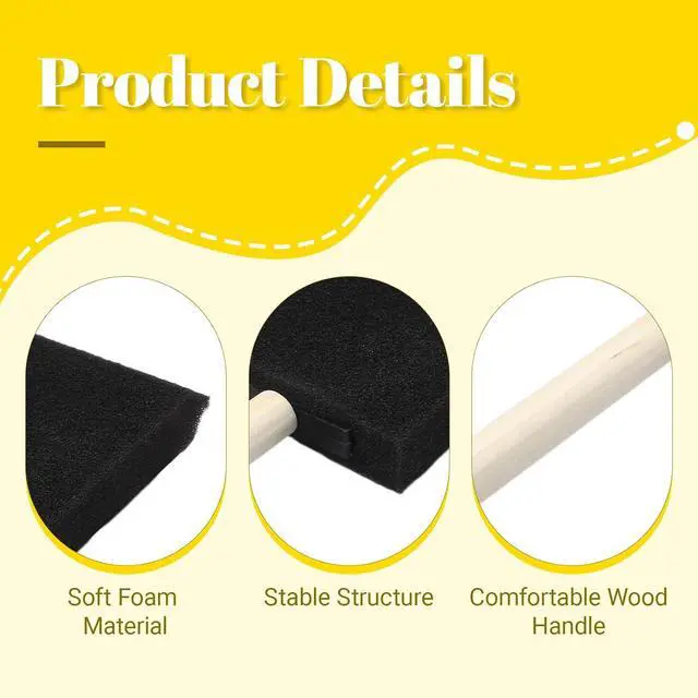 Alt view image 4 of 7 - Biaungdo 4 Pcs 4 Sizes Foam Paint Brushes, Foam Sponge Brush | Sponge Paint Brushes, Wood Handle, For Varnishes, For Staining, DIY Crafting(1 inch, 2 inch, 3 inch, 4 inch)