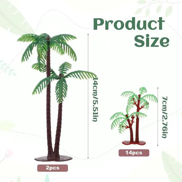 Alt view image 2 of 7 - Palm Tree Cake Topper, 16 Pcs Mini Fake Palm Tree Decor Mini Coconut Trees | Model Artificial Tropical Rainforest Greenery Plant Decoration for Micro Aquarium Garden Building Landscape Sandbox
