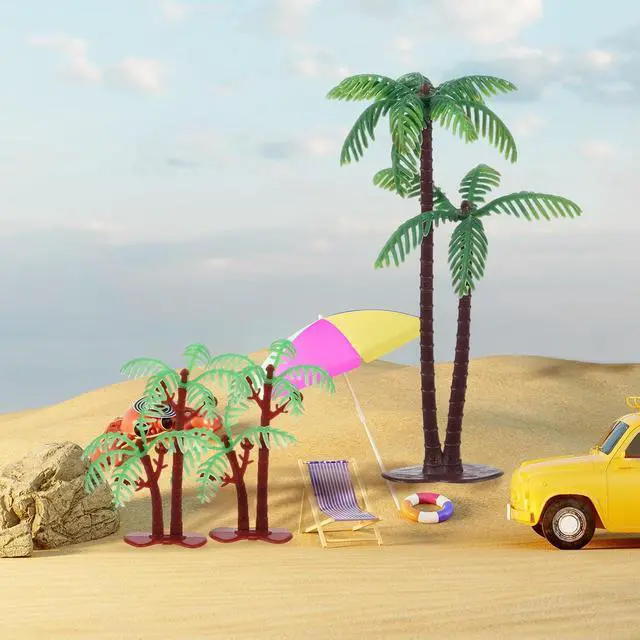 Alt view image 3 of 7 - Palm Tree Cake Topper, 16 Pcs Mini Fake Palm Tree Decor Mini Coconut Trees | Model Artificial Tropical Rainforest Greenery Plant Decoration for Micro Aquarium Garden Building Landscape Sandbox
