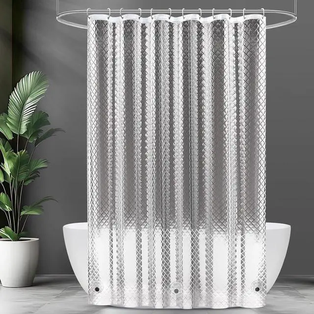 Main image of UFRIDAY 75 inch Long Plastic Clear Shower Curtain Liner,Waterproof Shower Liner Transparent 3D Water Cube Bath Curtain 72x75 inches See Through Shower Curtains Liner Clear with 3 Strong Magnets