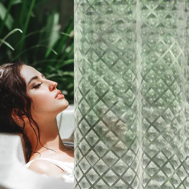 Alt view image 6 of 7 - UFRIDAY 75 inch Long Plastic Clear Shower Curtain Liner,Waterproof Shower Liner Transparent 3D Water Cube Bath Curtain 72x75 inches See Through Shower Curtains Liner Clear with 3 Strong Magnets
