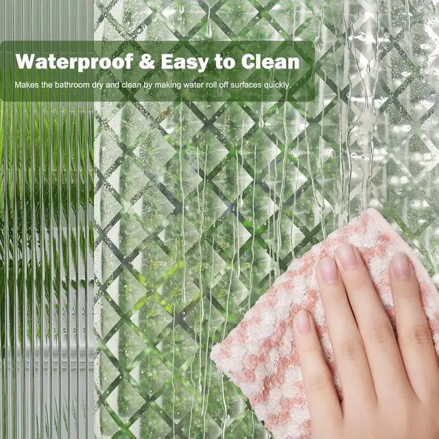 Alt view image 2 of 7 - UFRIDAY 75 inch Long Plastic Clear Shower Curtain Liner,Waterproof Shower Liner Transparent 3D Water Cube Bath Curtain 72x75 inches See Through Shower Curtains Liner Clear with 3 Strong Magnets