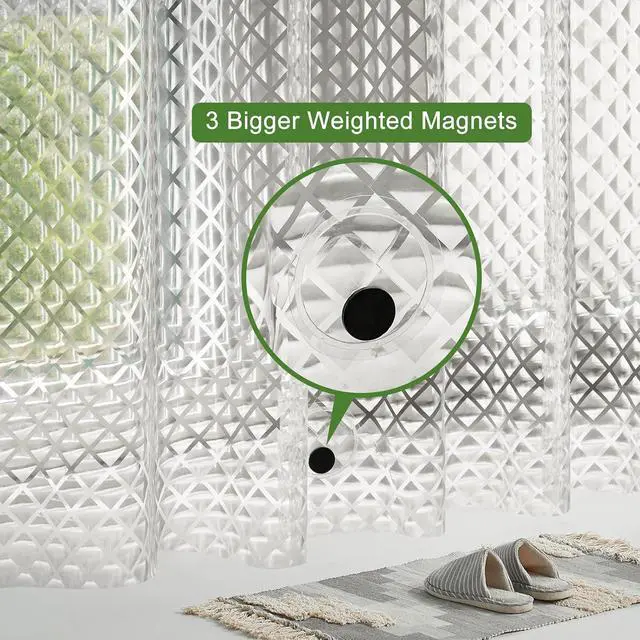 Alt view image 4 of 7 - UFRIDAY 75 inch Long Plastic Clear Shower Curtain Liner,Waterproof Shower Liner Transparent 3D Water Cube Bath Curtain 72x75 inches See Through Shower Curtains Liner Clear with 3 Strong Magnets