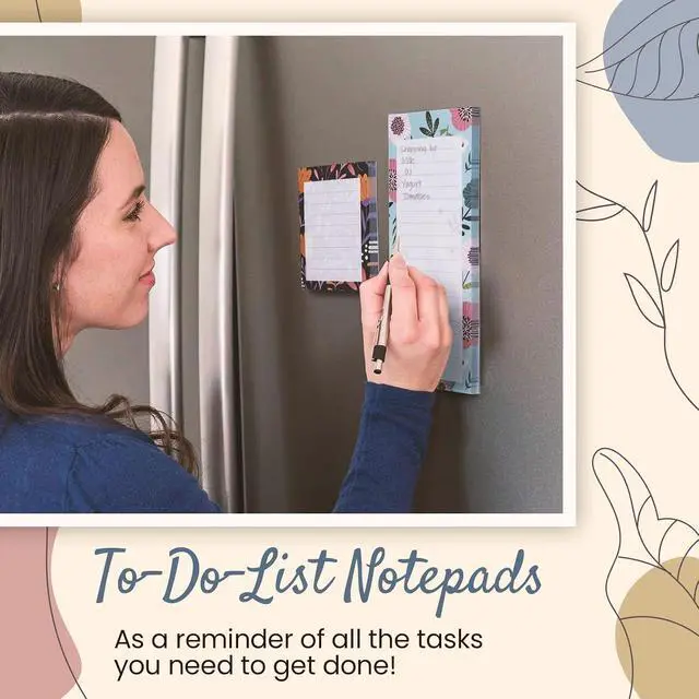 Alt view image 3 of 7 - Prims & Flourish Magnetic Notepads for Refrigerator, 4-Pack Grocery List Magnet Pad for Fridge, To-Do List, Reminders, Scratch Pads, Cute Floral Designs, 60 Sheets Per Pad
