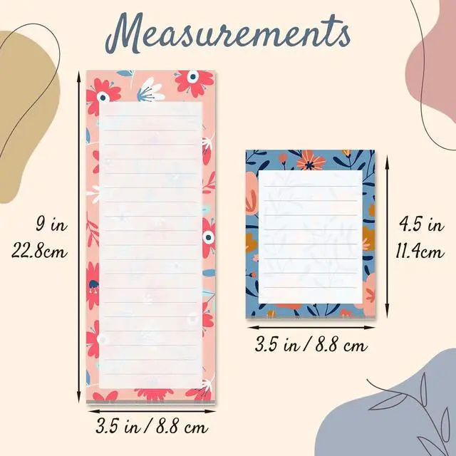 Alt view image 4 of 7 - Prims & Flourish Magnetic Notepads for Refrigerator, 4-Pack Grocery List Magnet Pad for Fridge, To-Do List, Reminders, Scratch Pads, Cute Floral Designs, 60 Sheets Per Pad