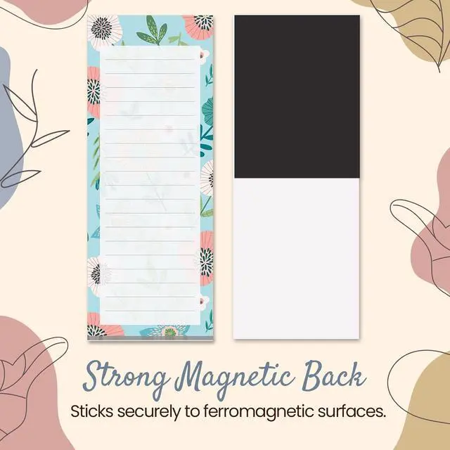 Alt view image 5 of 7 - Prims & Flourish Magnetic Notepads for Refrigerator, 4-Pack Grocery List Magnet Pad for Fridge, To-Do List, Reminders, Scratch Pads, Cute Floral Designs, 60 Sheets Per Pad