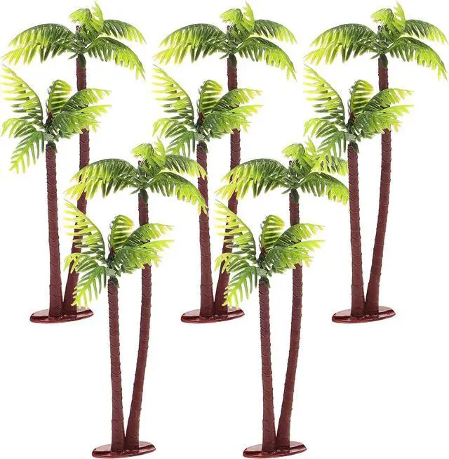 Main image of 5pcs Mini Palm Tree Figurines - Green Artificial Coconut Tree Plastic Fake Palm for Tropical Diorama Fairy Garden Decor, Cake Topper Decoration & Hawaii Indoor/Outdoor Banquet Ornament