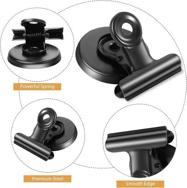 Alt view image 2 of 6 - 8Pack Strong Fridge Magnets - Heavy Duty Bulldog Clips Perfect for Refrigerator & Whiteboard Displays - Home & School Use (Black).