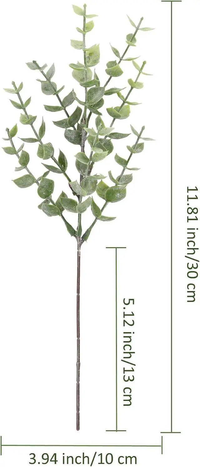 Alt view image 2 of 5 - Artificial Eucalyptus Stem, Green Leaves Plants for Decoration | 12 Pack Green Faux Plant Branch, 12 inch Single Spray Fake Plants for Garden Office Patio Wedding Farmhouse Indoor Decoration