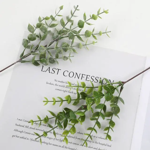 Alt view image 3 of 5 - Artificial Eucalyptus Stem, Green Leaves Plants for Decoration | 12 Pack Green Faux Plant Branch, 12 inch Single Spray Fake Plants for Garden Office Patio Wedding Farmhouse Indoor Decoration
