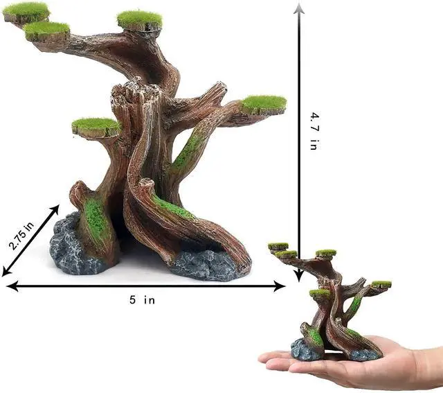 Alt view image 6 of 7 - relaqcc Reptile Decor Aquarium Decorations Artificial Moss Resin Fish Tank Rocks Simulation Hollow Tree Leopard Gecko Trunk Accessories Aquarium View(Small)