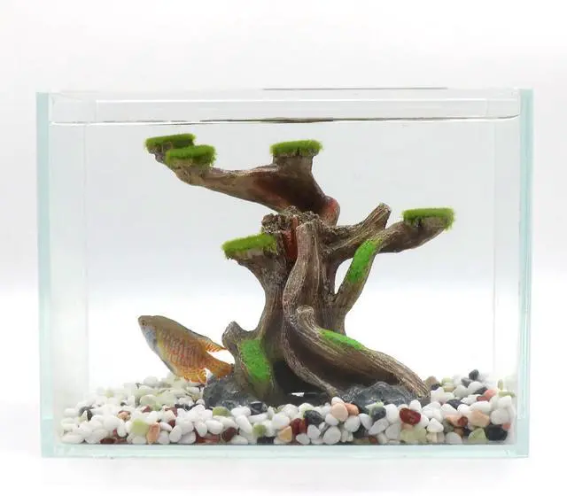 Alt view image 4 of 7 - relaqcc Reptile Decor Aquarium Decorations Artificial Moss Resin Fish Tank Rocks Simulation Hollow Tree Leopard Gecko Trunk Accessories Aquarium View(Small)