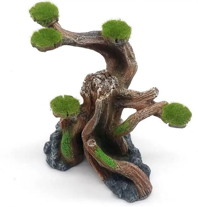 Alt view image 7 of 7 - relaqcc Reptile Decor Aquarium Decorations Artificial Moss Resin Fish Tank Rocks Simulation Hollow Tree Leopard Gecko Trunk Accessories Aquarium View(Small)