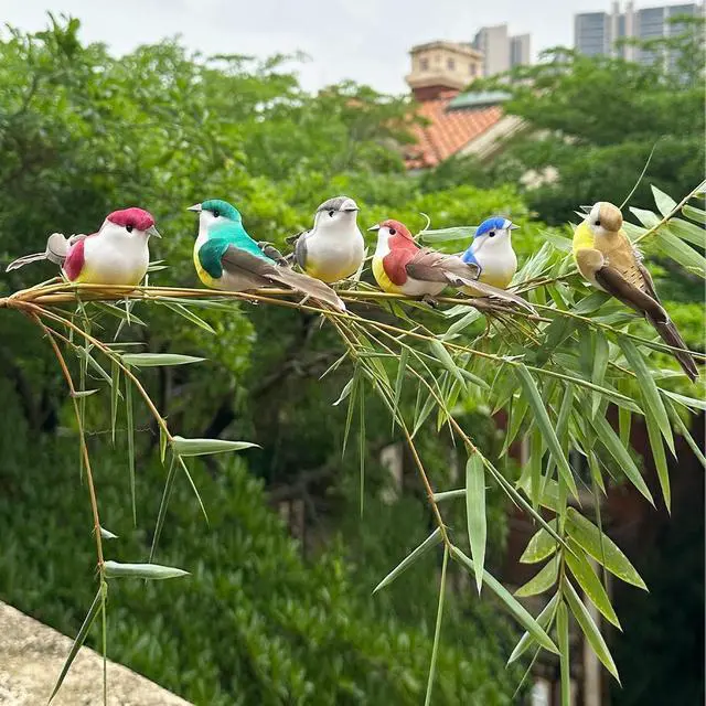 Alt view image 2 of 7 - 12pcs Artificial Birds Clip on Birds for Crafts Decorative Christmas Tree Ornaments Yard Patio Wreath Designs Flower Floral Arrangements Garden Home Decor (Clip Birds)